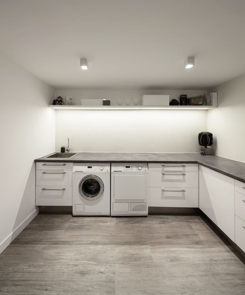 A Laundry Room With a Washer and Dryer and a Sink — Hunter Kitchen King in Port Stephens, NSW