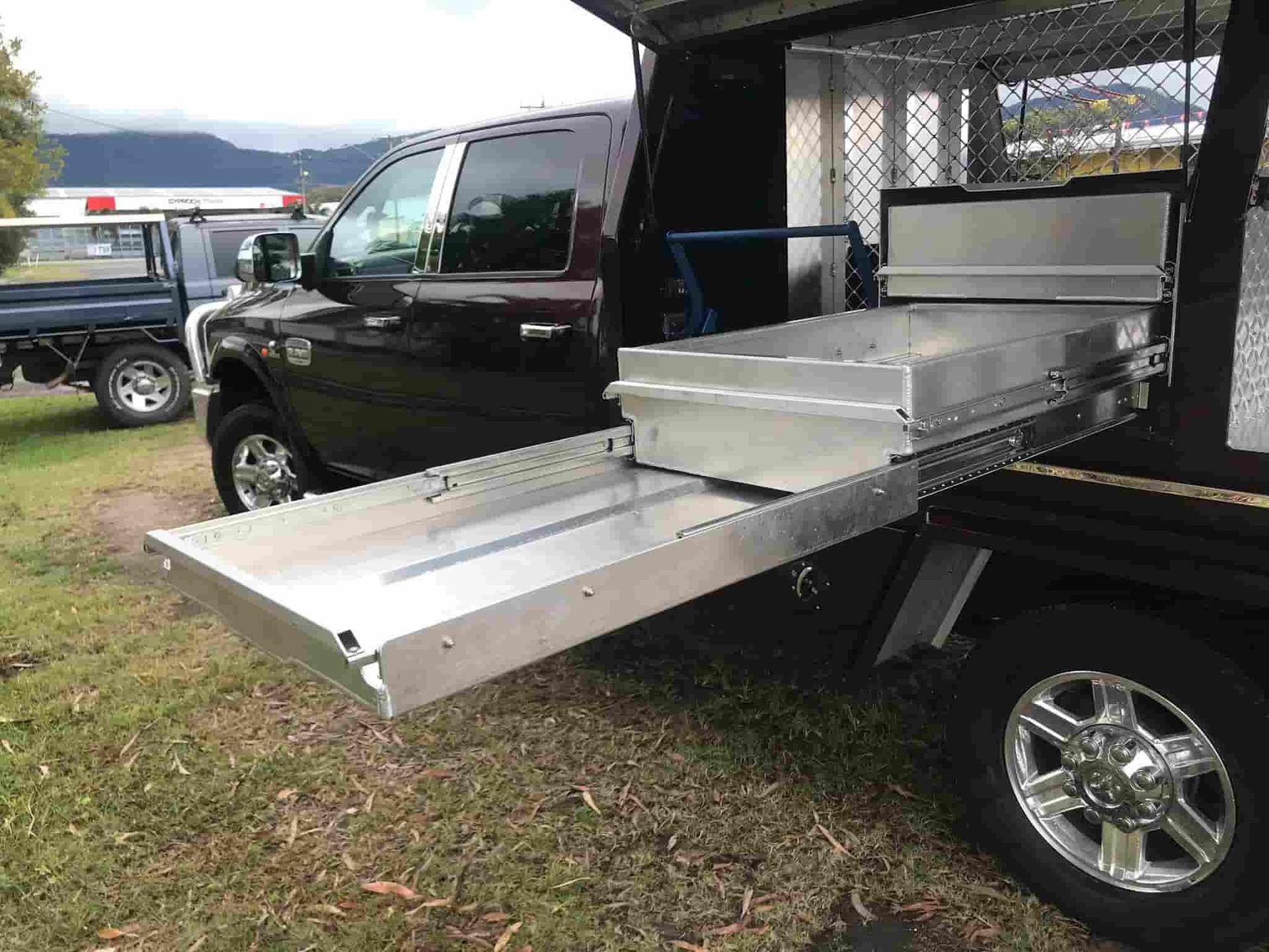 A Black Truck With a Drawer in the Back of It — Boyd's Fabrications In Mt. Isa, QLD