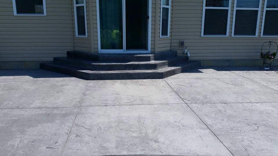 stamped concrete stairs and patio