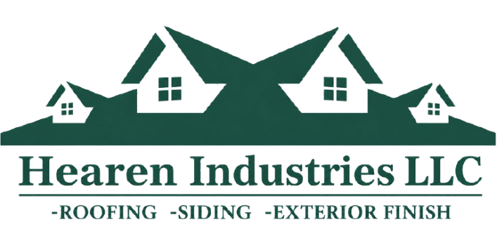 Logo for Hearen Industries with a green stylized "H" and text, brown background.