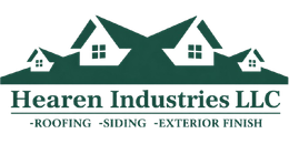 Logo for Hearen Industries with a green stylized "H" and text, brown background.