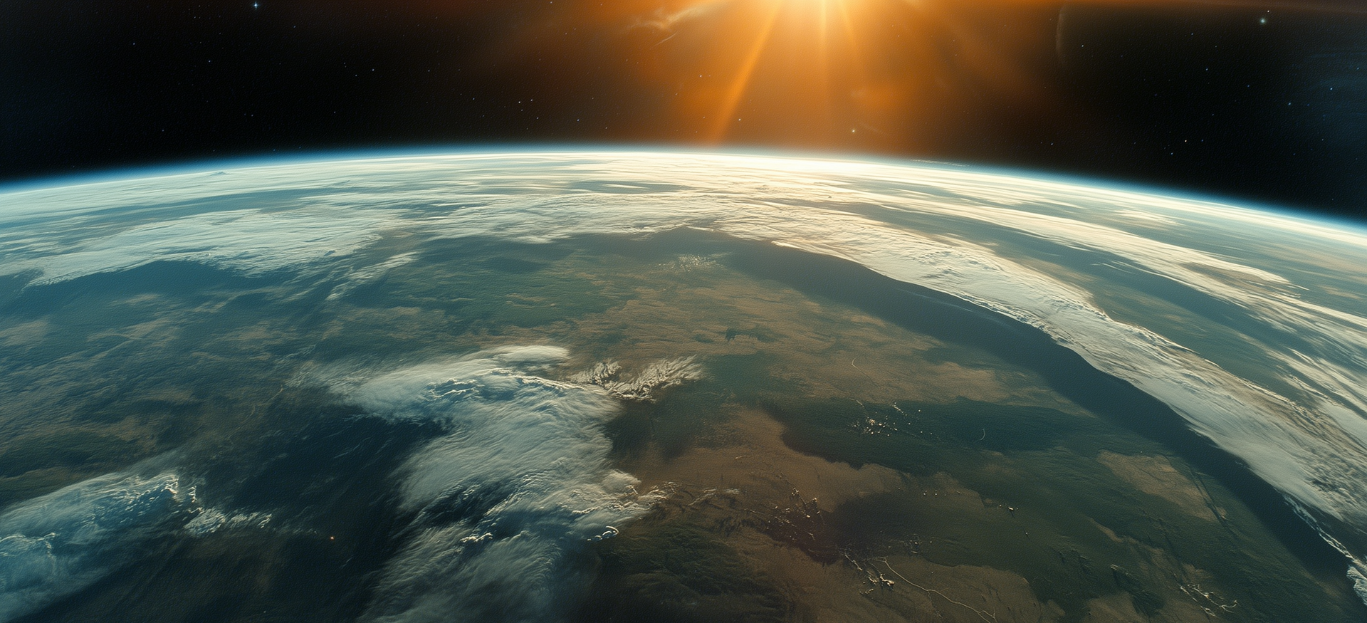 The sun is shining on the earth from space. A holistic view of digital marketing.