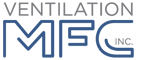 le logo de ventilation mfg inc. est bleu et blanc.