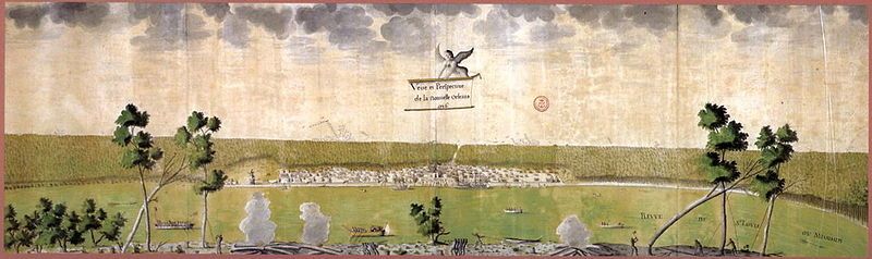 1726 view of New Orleans from across the Mississippi River