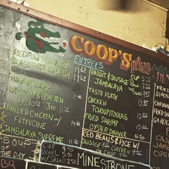 Coop's Place Blackboard menu