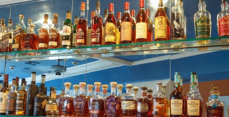 A small selection of the top shelf liquors available at Cuban Creations Cigar Bar