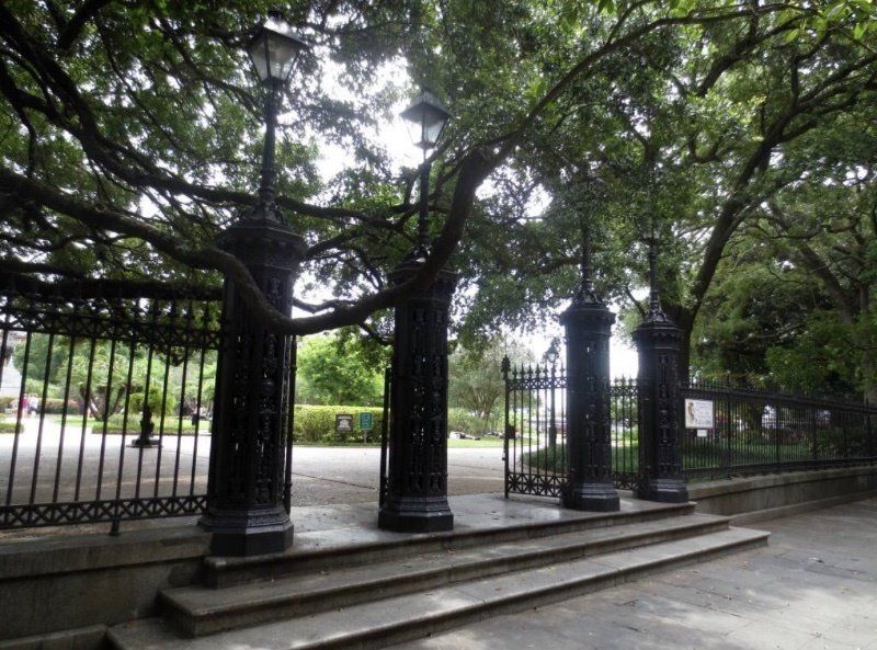 Jackson Square, shaded by the Live Oaks