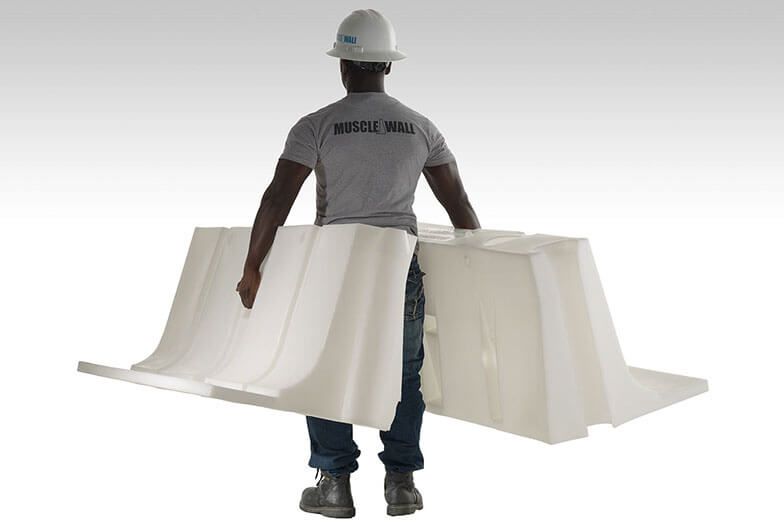2' tall Muscle Wall flood barrier can be built by a single person.