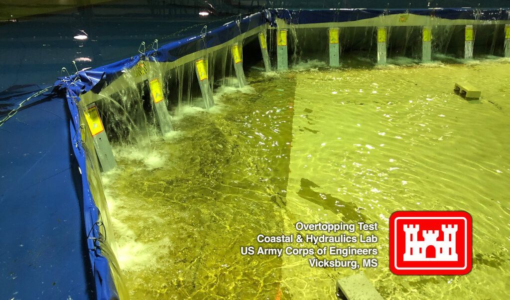 This flood barrier has been tested by the USACE at the Engineering Research and Development Center and passed.