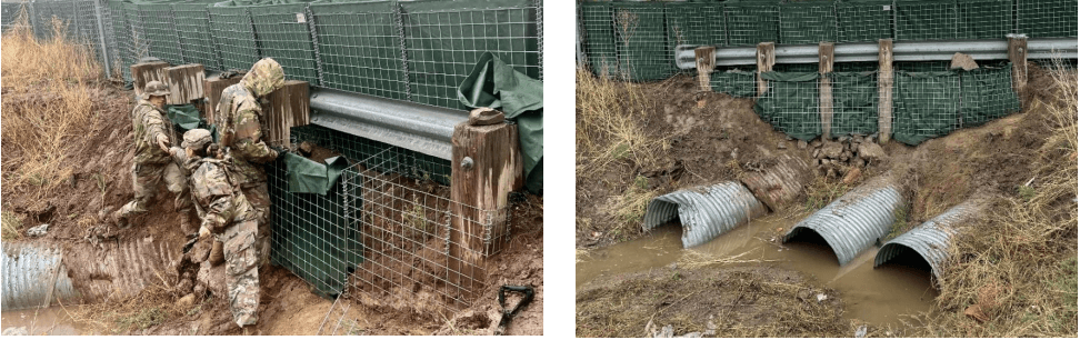Modified HESCO flood barrier for scour control of loose soils