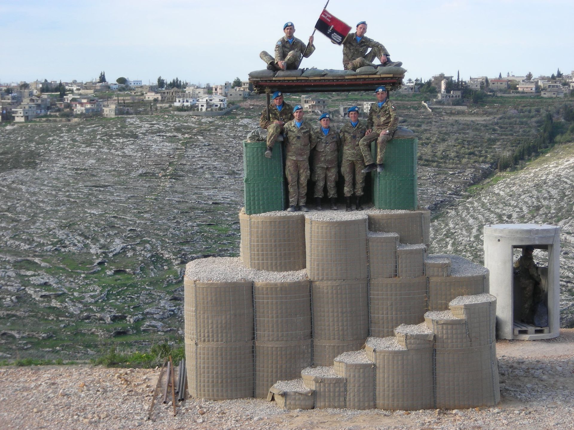 HESCO guard tower in Lebanon with the Italian Army for force protection