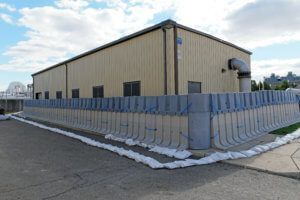 Reusable flood barrier - 6' high Muscle Wall floodwall