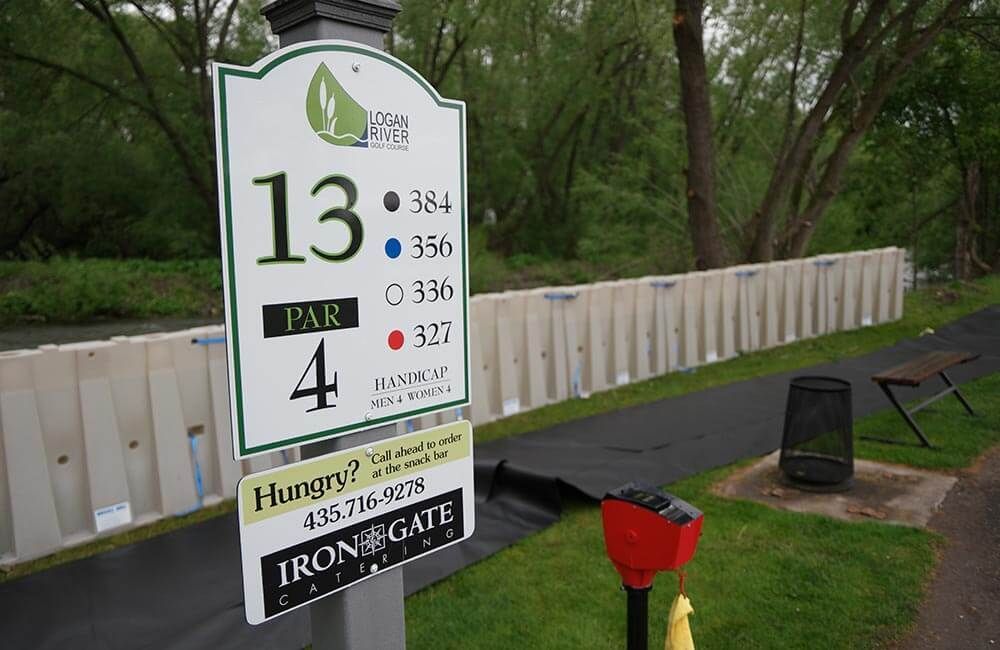Muscle Wall being used as flood protection against spring runoff.