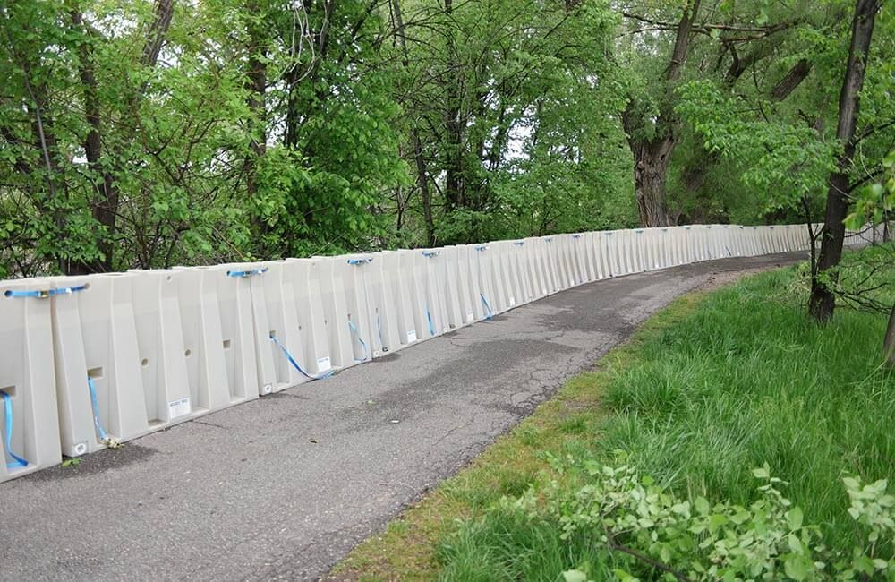 The design of the Muscle Wall flood barrier makes it well suited to stop debris flow associated with burn scar areas.