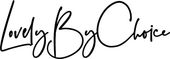 A black and white logo for a company called lovely by choice.