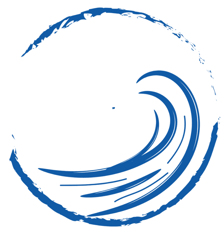 A Blue Wave in A Circle on A White Background A Blue Wave in A Circle on A White Background