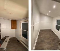 Before and After Ceiling renovation of Living Room - New Albany, IN | Wolfe’s Remodeling LLC