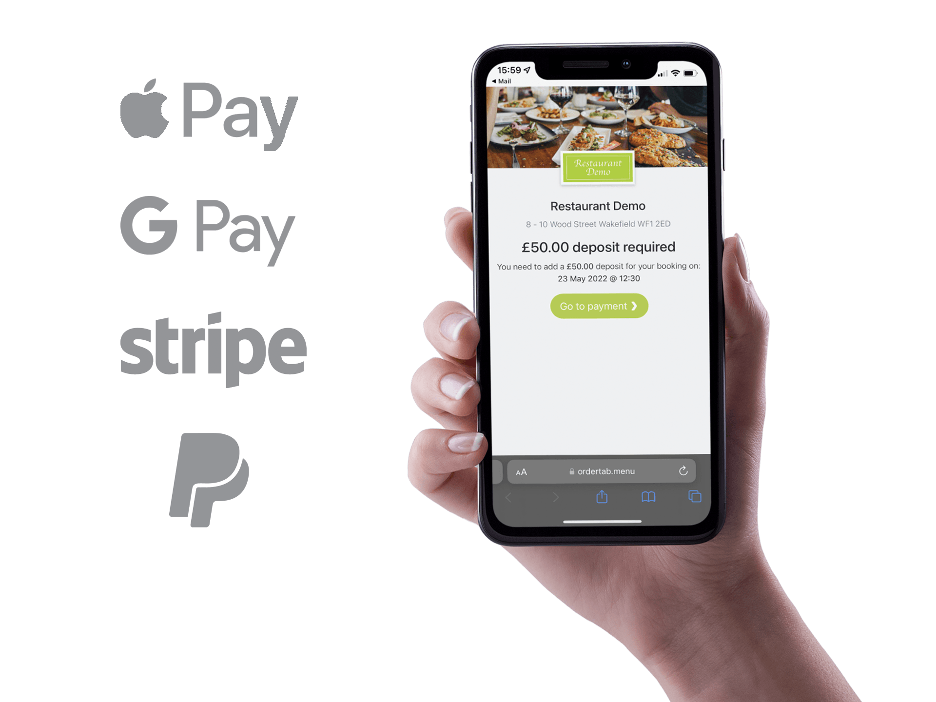 Secure deposit payment link viewed on mobile