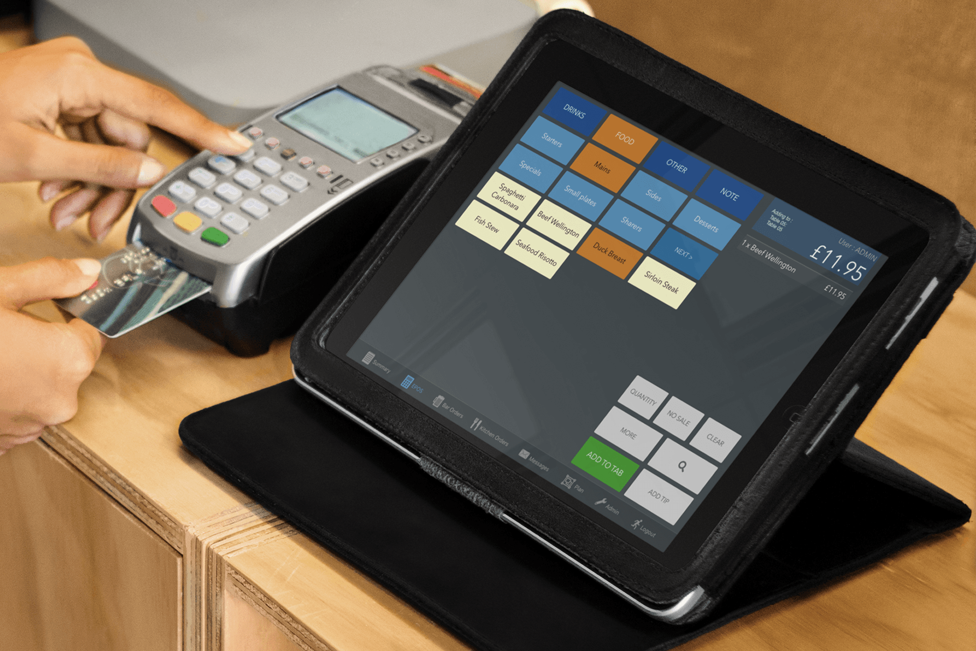 Hospitality EPOS, taking a card payment