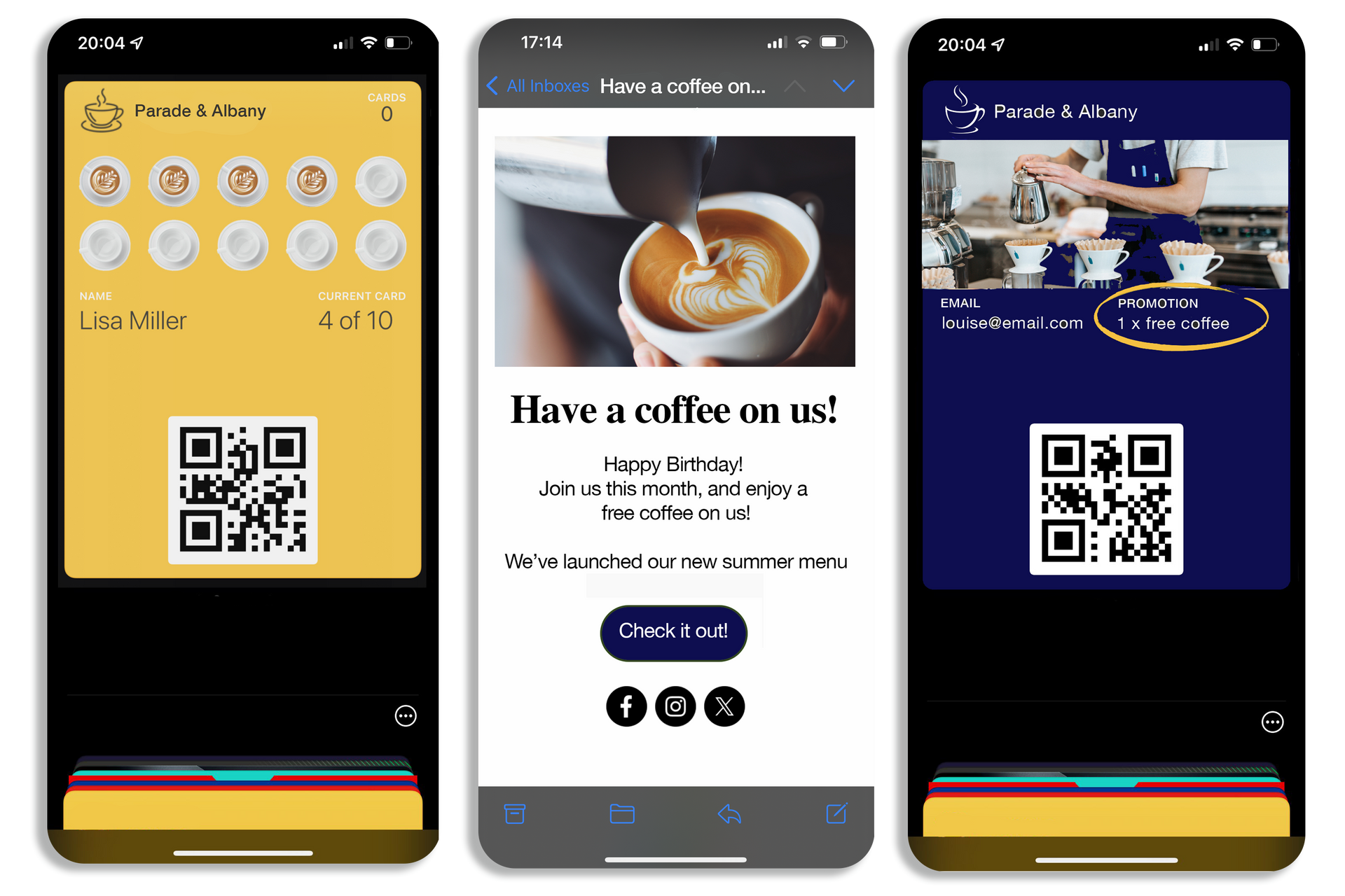 Coffee shop digital stamp card, and loyalty card in Apple Wallet