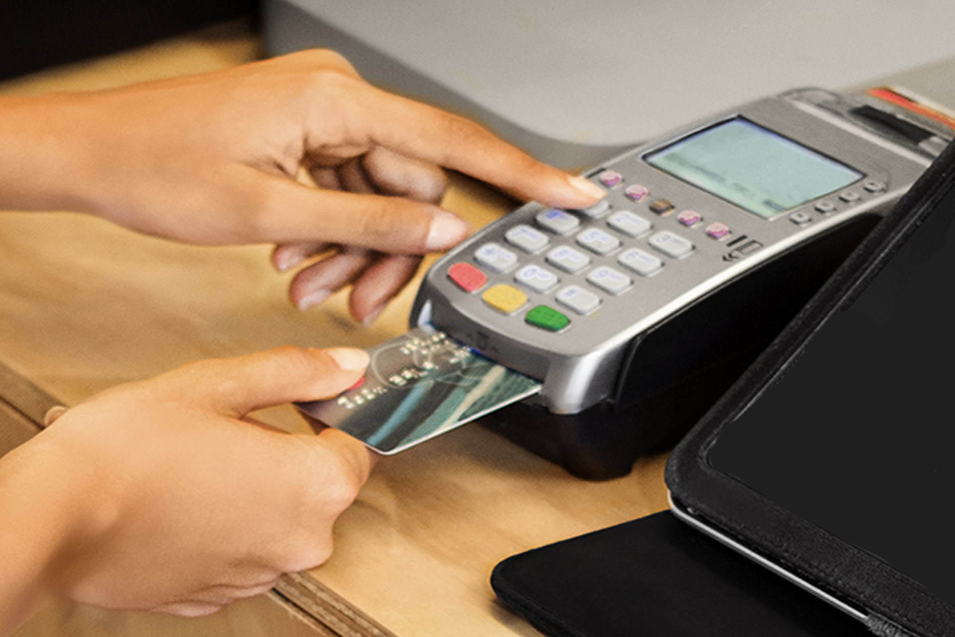 PDQ machine, taking card payment