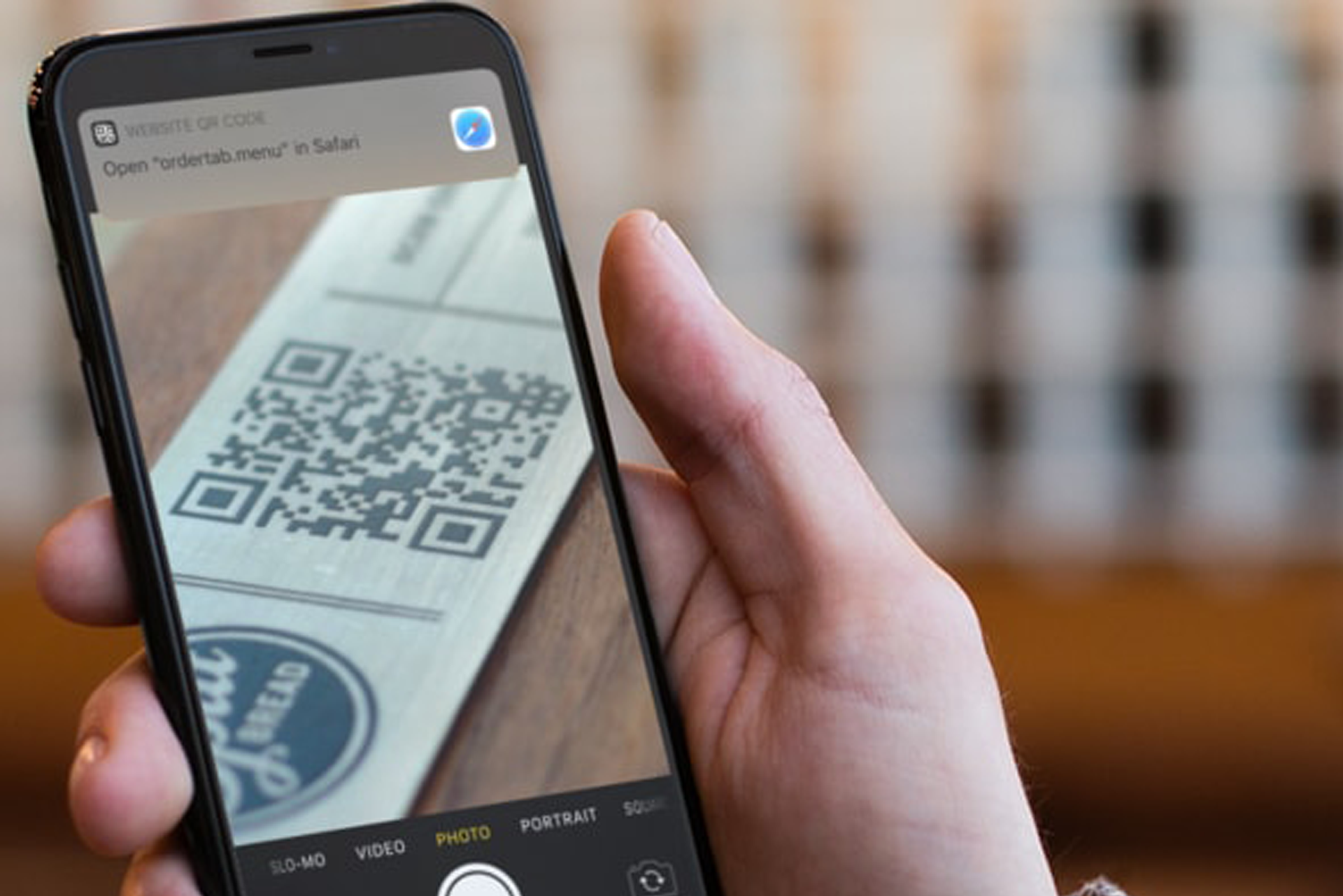 Scan QR code for menu on mobile