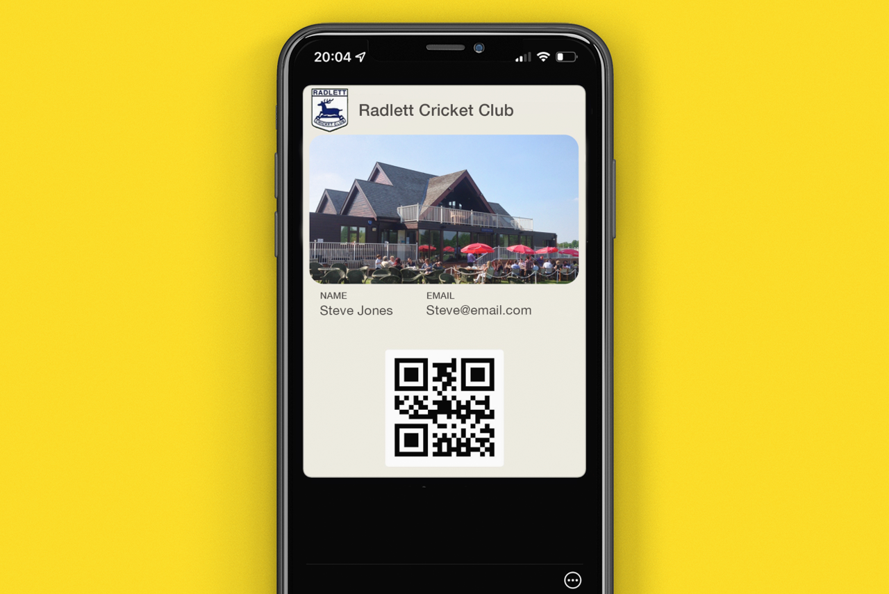 Radlett Cricket Club membership Card in Apple Wallet
