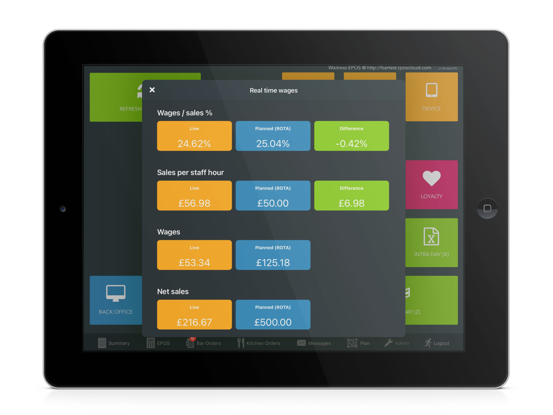 Real-time wage costs shown on EPOS