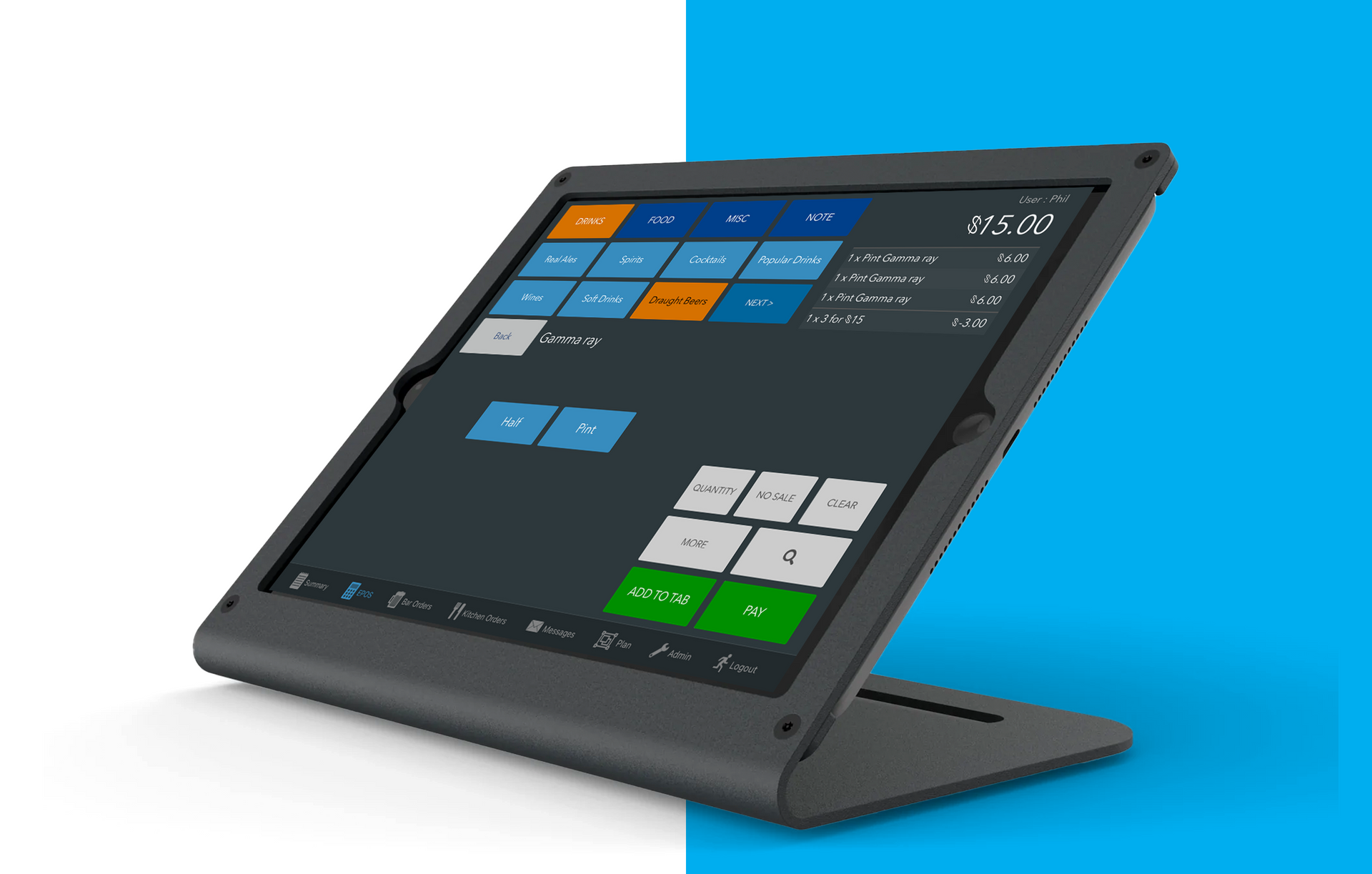 Tabology POS in lightweight stand