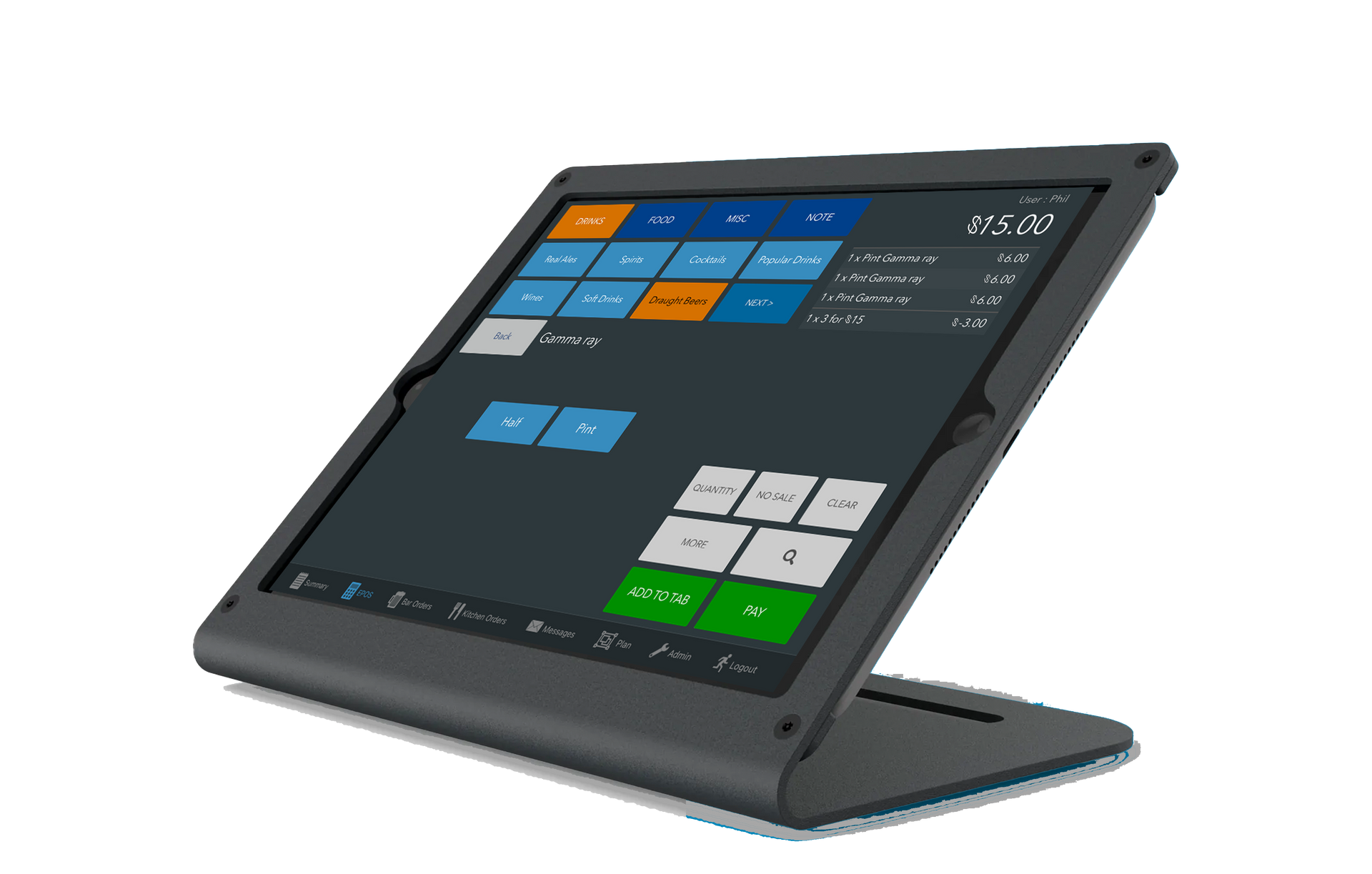 Tabology POS in lightweight stand