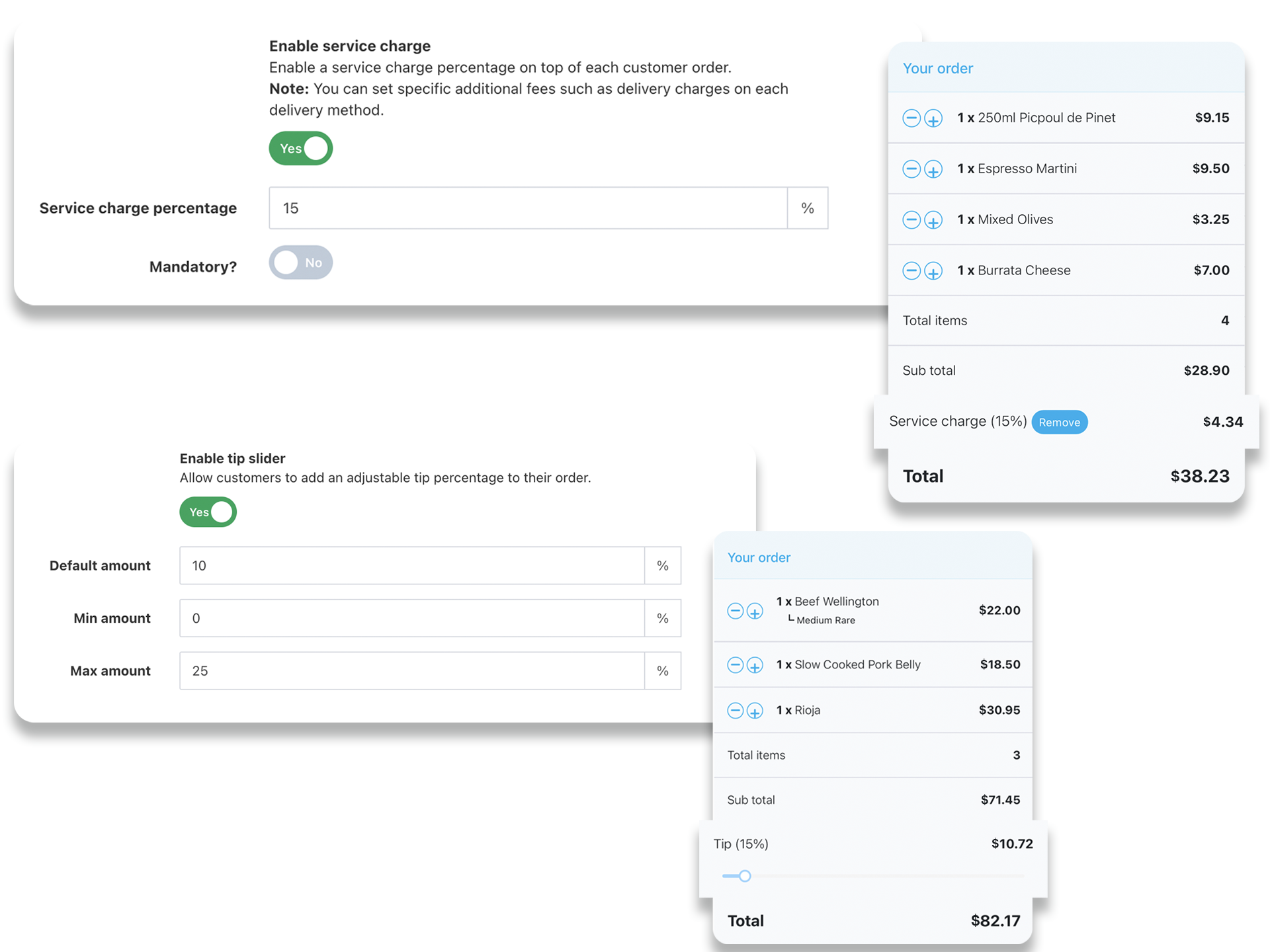 POS Back office, tip management settings