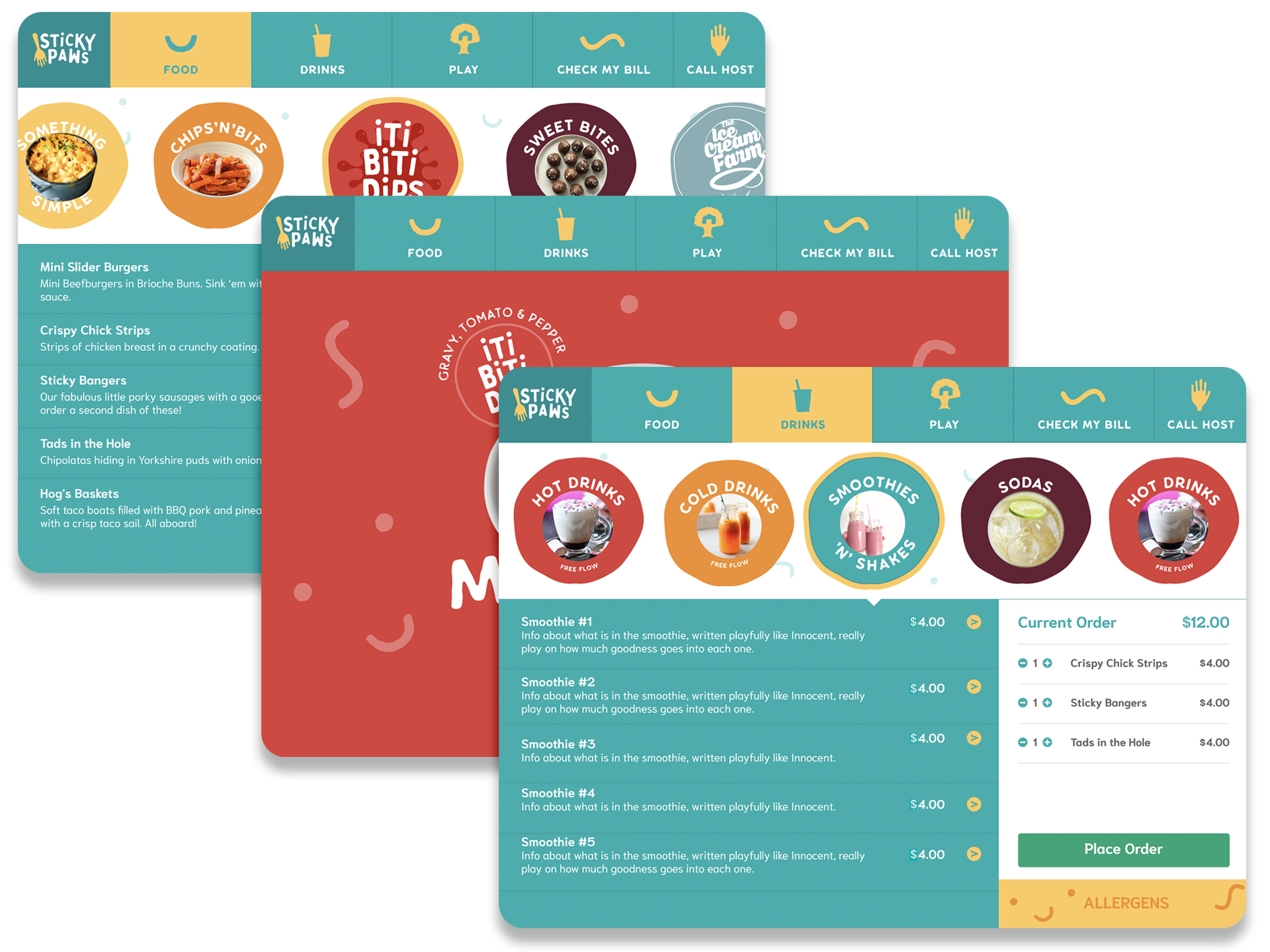 Custom branded iPad menu screens