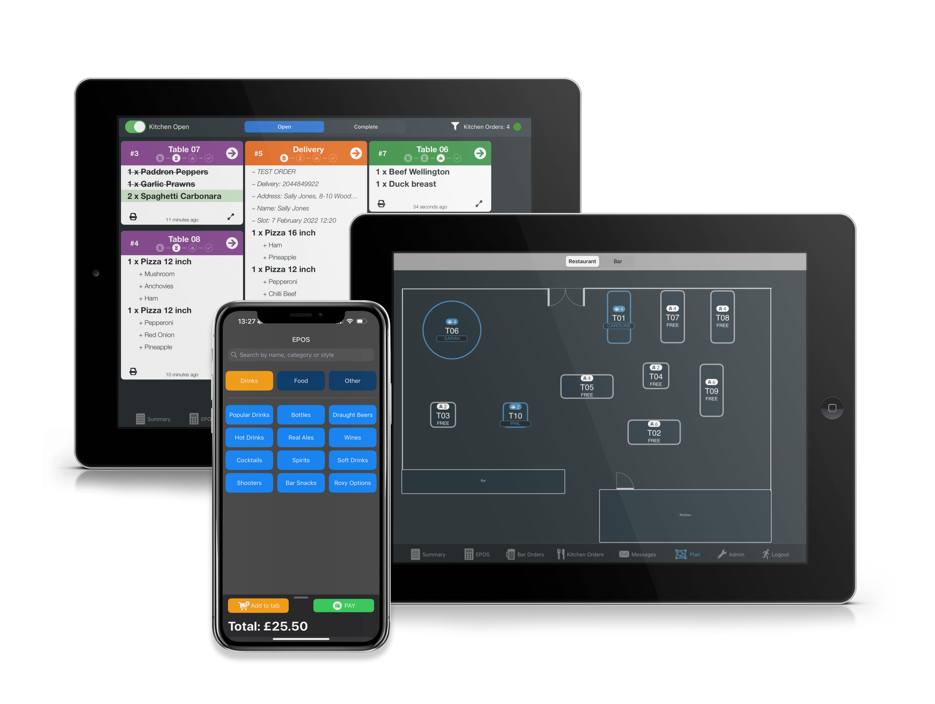 Tabology restaurant EPOS, table plan, kitchen management & handheld EPOS