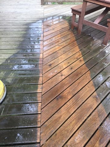 before and after deck wood power washing
