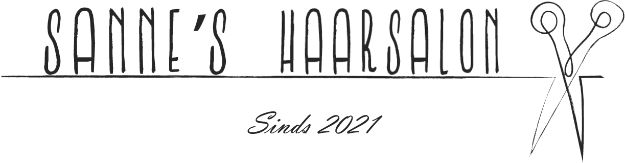 Logo van Sanne’s Haarsalon, een kapsalon in Vlaardingen, met een schaar als afbeelding