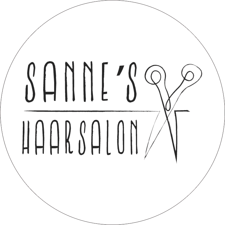 Logo van Sanne’s Haarsalon, een kapsalon in Vlaardingen, met een schaar als afbeelding