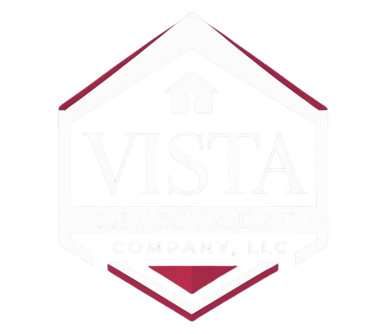 Logo for Vista Electric Company, LLC: white text on a burgundy and white hexagon with a house symbol.
