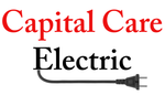 Capital Care Electric logo with red and black text and a black power cord and plug