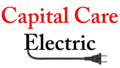 Capital Care Electric logo with red and black text and a black power cord and plug