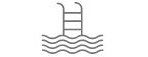 A black and white drawing of a ladder in the water.