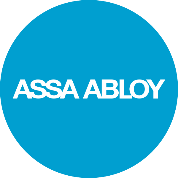 ASSA ABLOY logo, white text on a blue circle.