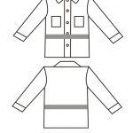 White safety work shirt with reflective stripes. Front and back view.