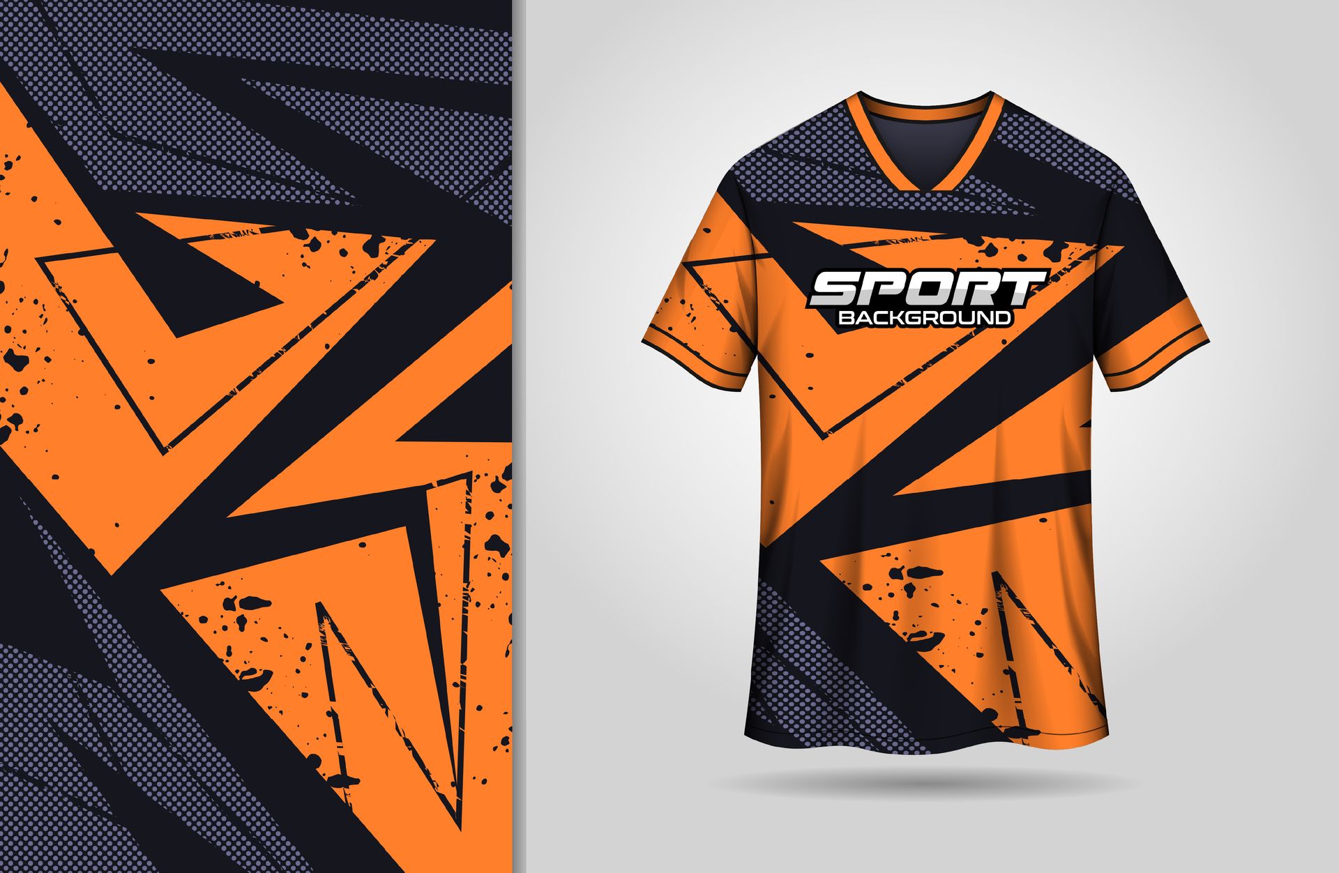 Orange and black sports jersey with abstract design and 