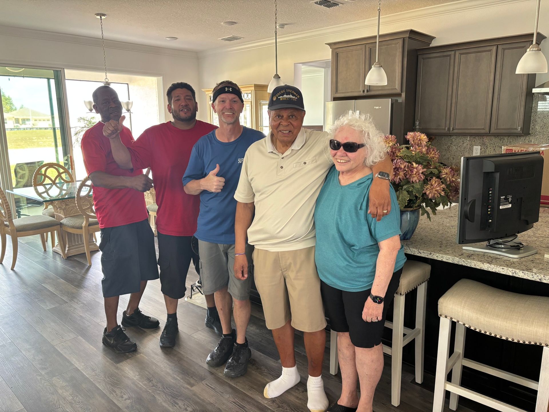 Happy tenant moving home resting breathing fresh air