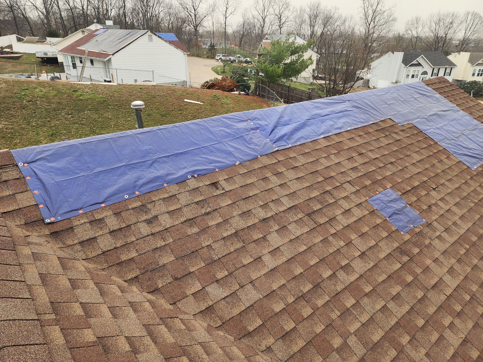 Hail damaged roof from Missouri storm