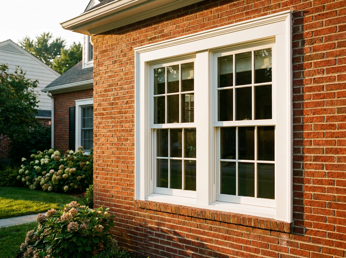 Double-hung replacement windows installed by Perfect Pitch Roofing & Exteriors in St. Louis, MO