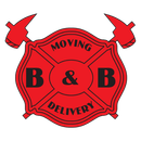 A red fire emblem with the words moving and delivery on it