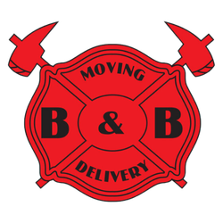 A red fire emblem with the words moving and delivery on it