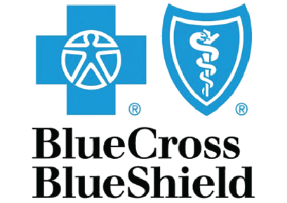 The Blue Cross Blue Shield logo, featuring a blue cross with a human figure and a blue shield with a caduceus.
