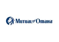 Logo of Mutual of Omaha, a blue circle with a lion's head and the words 